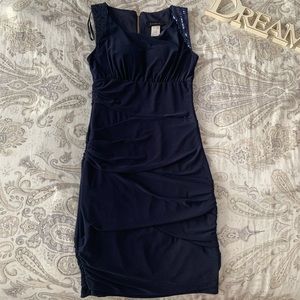 Blue Tight Mini Dress with Sequin Shoulders